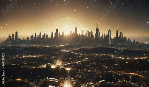 Futuristic Cityscape at Sunset