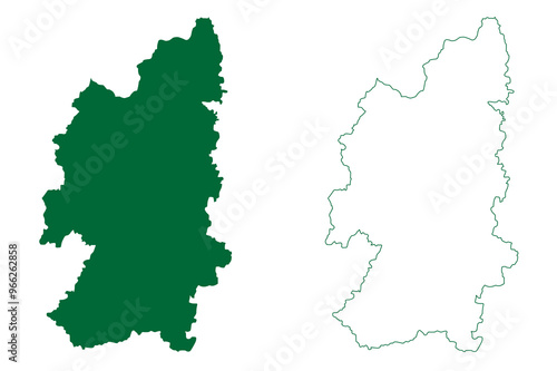 Buldhana district (Maharashtra State, Amravati Division, Republic of India) map vector illustration, scribble sketch Buldhana map