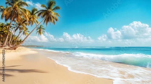 Wallpaper Mural Pristine tropical beach with soft sand and crystal clear waters under a blue sky, ideal for a peaceful escape or a sunny retreat Torontodigital.ca