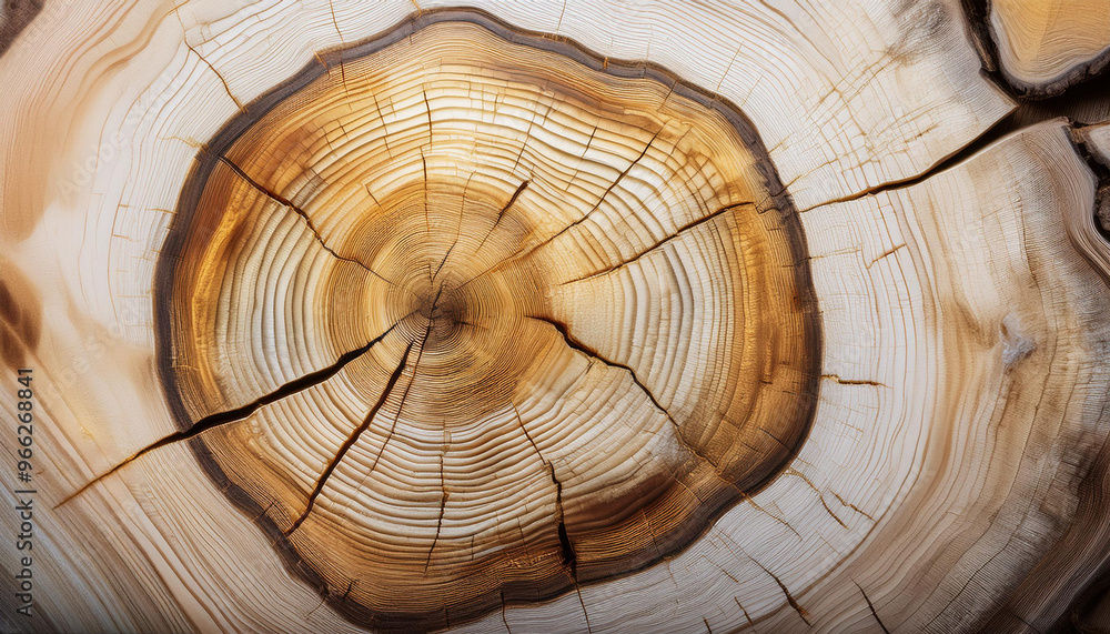 Fototapeta premium Tekstura przekrój drewna, dekoracja generative ai 