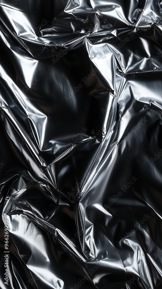 A close-up of crumpled metallic foil in a shiny silver color, creating a textured surface with reflective highlights and abstract folds. A close-up of crumpled metallic foil in a shiny silver color, creating a textured surface with reflective highlights and abstract folds.