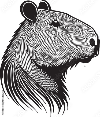 Capybara vector on transparent background for digital content, t-shirts and stickers, vectorized capybara logo, vectorized capybara illustration