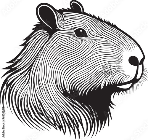 Capybara vector on transparent background for digital content, t-shirts and stickers, vectorized capybara logo, vectorized capybara illustration