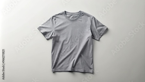 Simple, modern grey t-shirt mockup on a clean white background, perfectly creased and folded, ideal for showcasing your