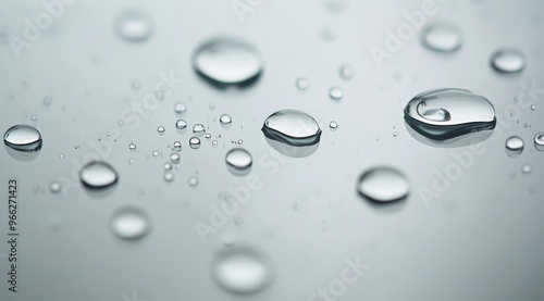 Close-up of raindrops on a glass surface during a rainy afternoon in a quiet ...