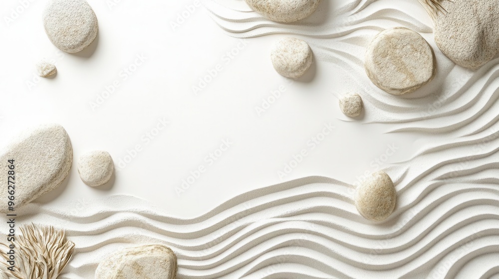 Obraz premium Topdown view of a hyperrealistic zen garden
