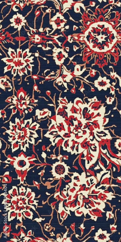 This stunning pattern showcases intricate floral designs in rich hues ideal for any backdrop This stunning pattern showcases intricate floral designs in rich hues ideal for any backdrop