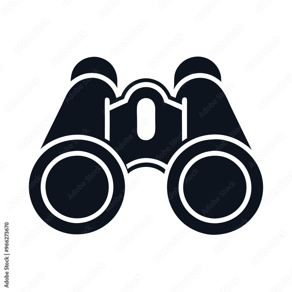 a Binoculars icon, silhouette vector illustration, isolated white background. a Binoculars icon, silhouette vector illustration, isolated white background.