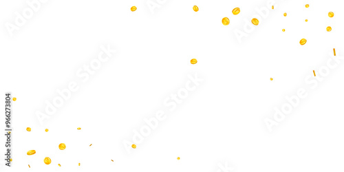 British pound coins falling. Scattered gold GBP