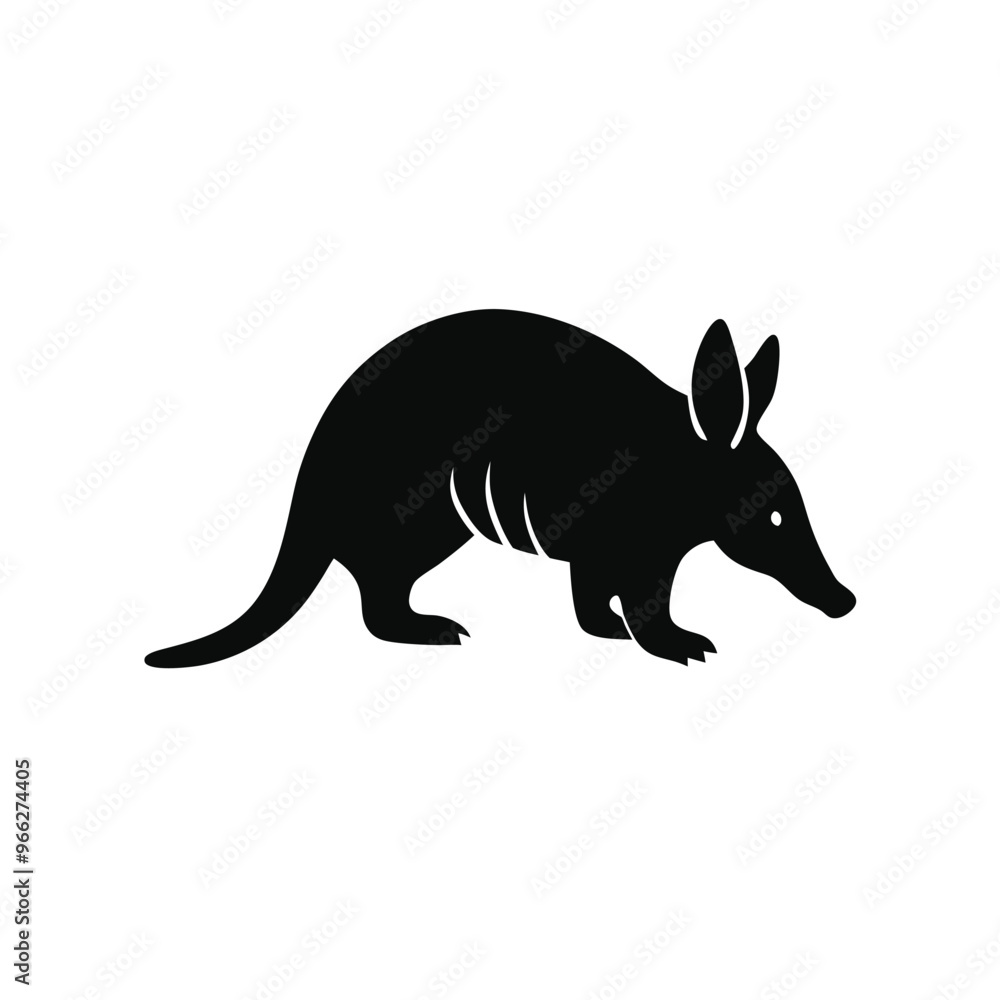 Obraz premium A Black and White Armadillo vector illustration clipart, black color silhouette 