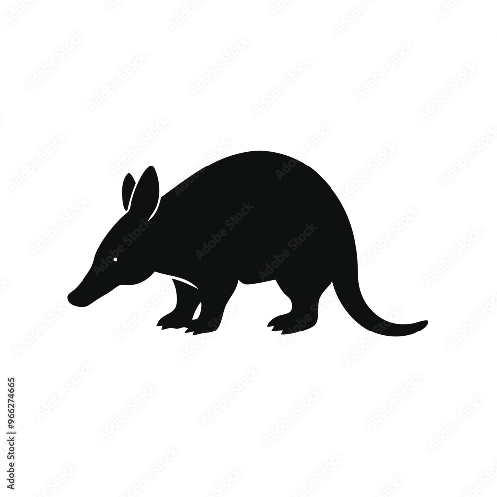 Obraz premium A Black and White Armadillo vector illustration clipart, black color silhouette 