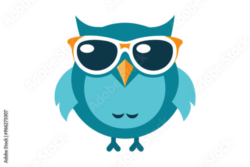 A cool vintage style owl wink sun glasses on the white background vector art illustration