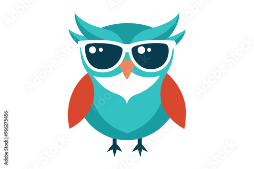 A cool vintage style owl wink sun glasses on the white background vector art illustration