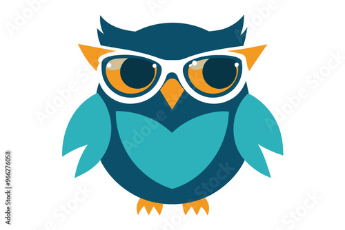 A cool vintage style owl wink sun glasses on the white background vector art illustration