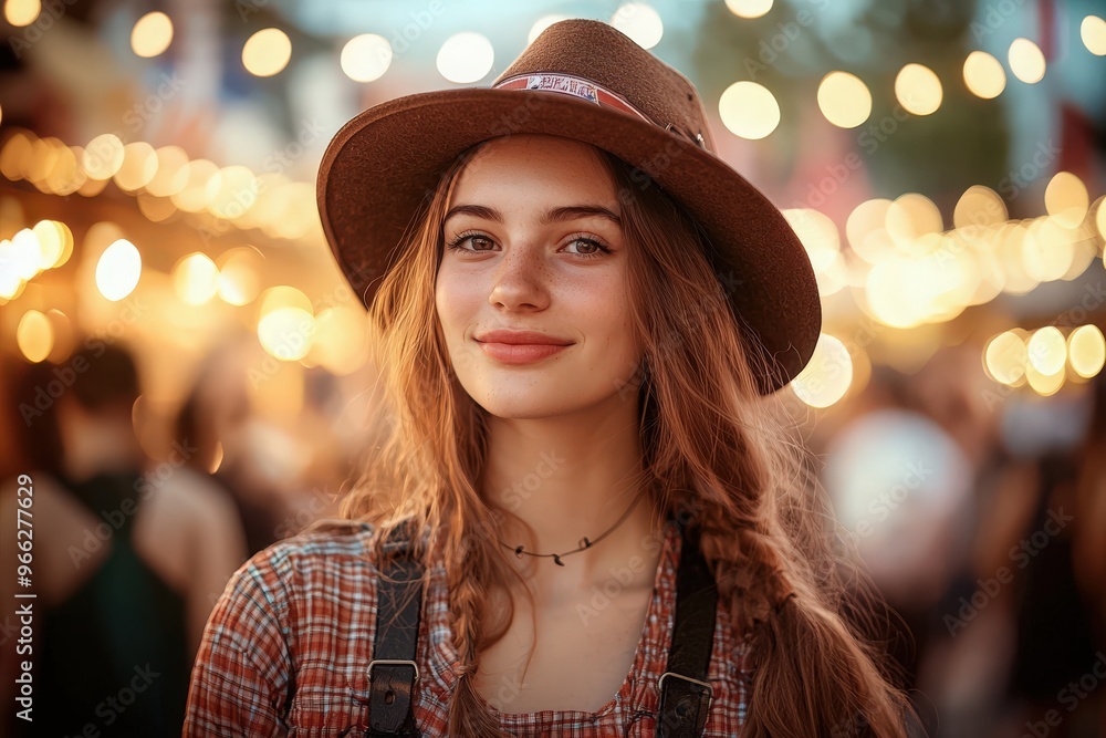 Young woman at Oktoberfest in folk attire Young woman at Oktoberfest in folk attire