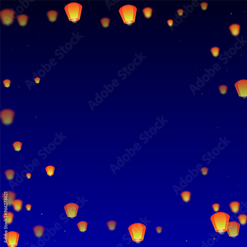 Sky lanterns floating in the night sky.