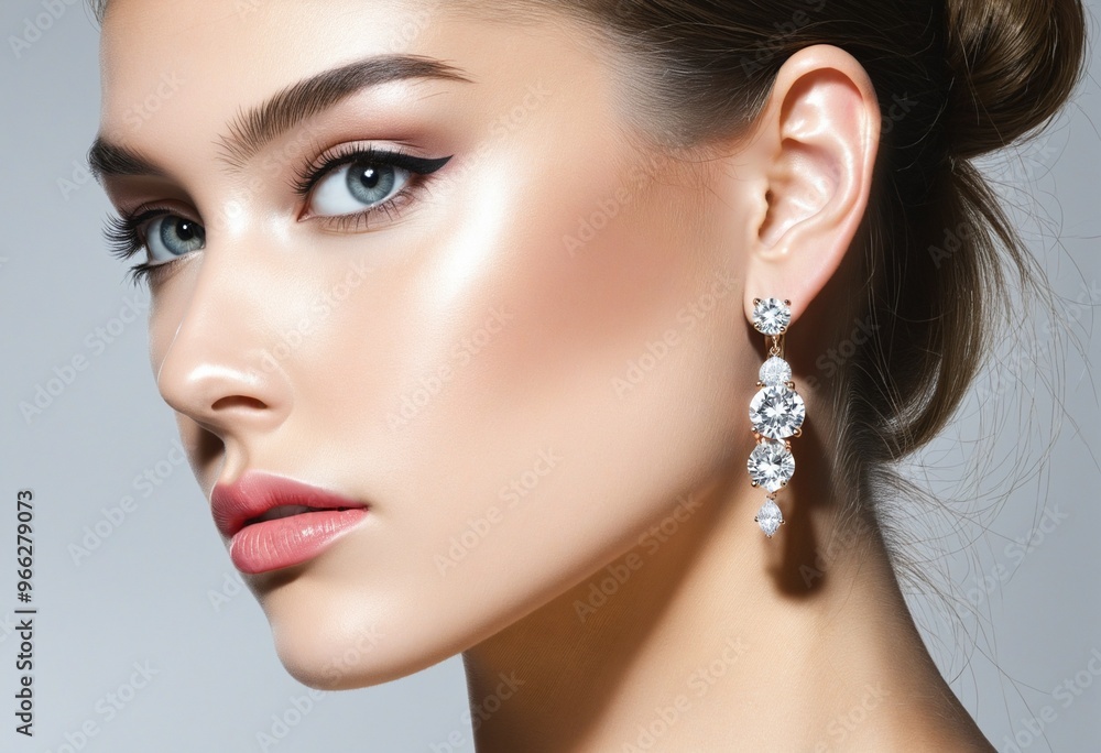 side view of pretty and glamorous female side view of pretty and glamorous female