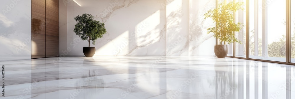 A pristine, polished marble floor in a spacious room with large windows. Natural light streams in, creating a bright and airy atmosphere. The floor reflects the light A pristine, polished marble floor in a spacious room with large windows. Natural light streams in, creating a bright and airy atmosphere. The floor reflects the light