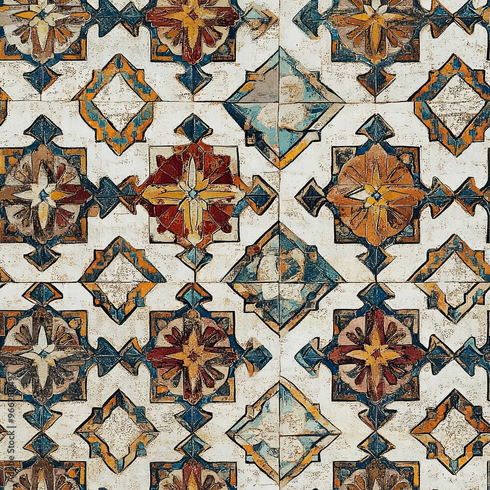 Fototapeta premium Delicate floral and geometric designs create a vibrant harmonious backdrop for various uses