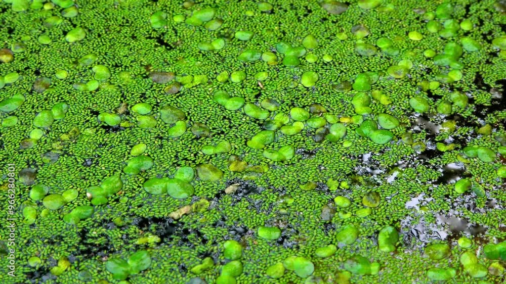 Aquatic plants rootless duckweed Wolffia arrhiza and duckweed Lemna turionifera, smallest flowering plants living on the surface of water, Ukraine Aquatic plants rootless duckweed Wolffia arrhiza and duckweed Lemna turionifera, smallest flowering plants living on the surface of water, Ukraine
