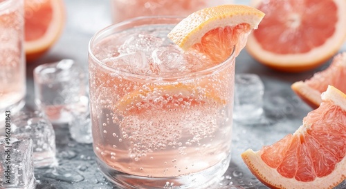 Refreshing summer grapefruit cocktails served over ice with fresh fruit garnish