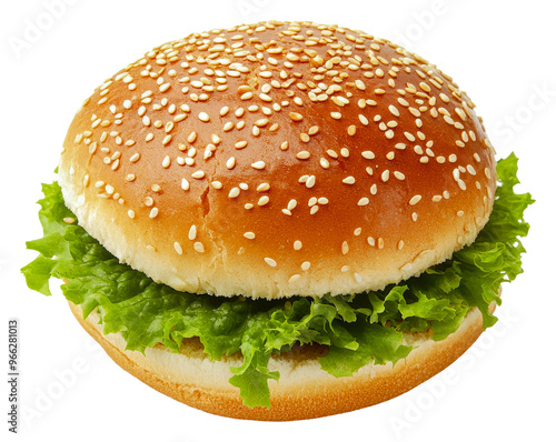 Wallpaper Mural PNG Freshly assembled sesame seed bun with lettuce Torontodigital.ca