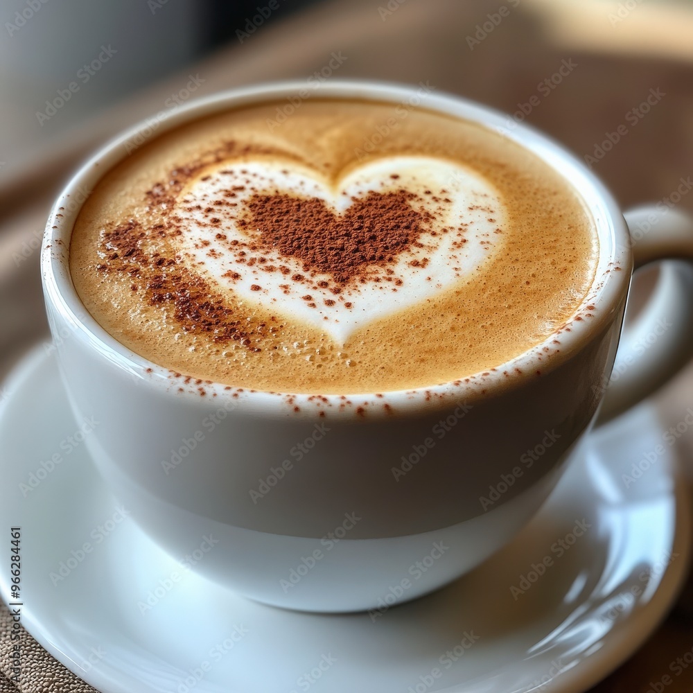 Close-Up of Coffee Cup with Heart-Shaped Latte Art Close-Up of Coffee Cup with Heart-Shaped Latte Art