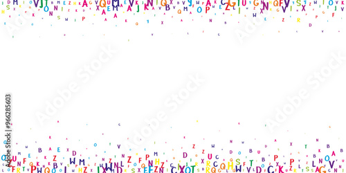 Flying latin letters. Colorful childish scattered