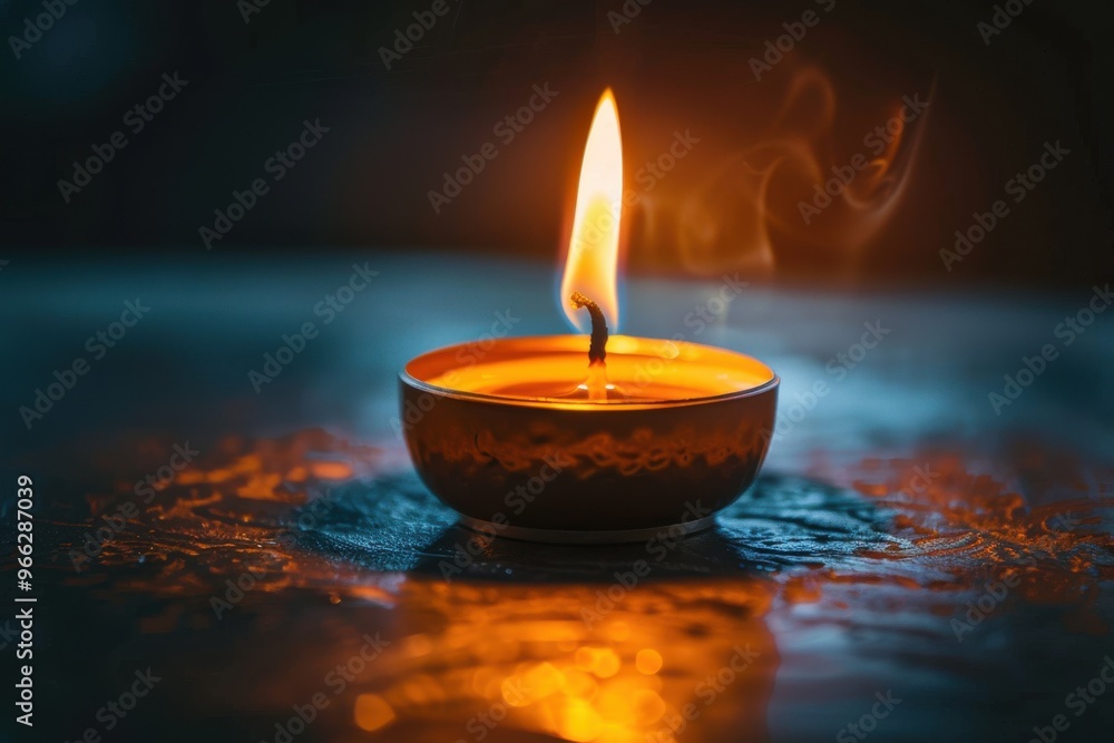Zen-Like Illumination: Captivating Candlelight Photography on a Comfortable Night with a Brightly Lit Tea Light Against a Black Background, Creating an Atmospheric Mood and Igniting Relaxation. Close- Zen-Like Illumination: Captivating Candlelight Photography on a Comfortable Night with a Brightly Lit Tea Light Against a Black Background, Creating an Atmospheric Mood and Igniting Relaxation. Close-
