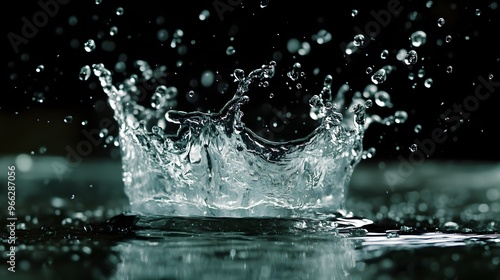 17. A dynamic splash of water in mid-air, captured with intricate detail and droplets frozen in motion