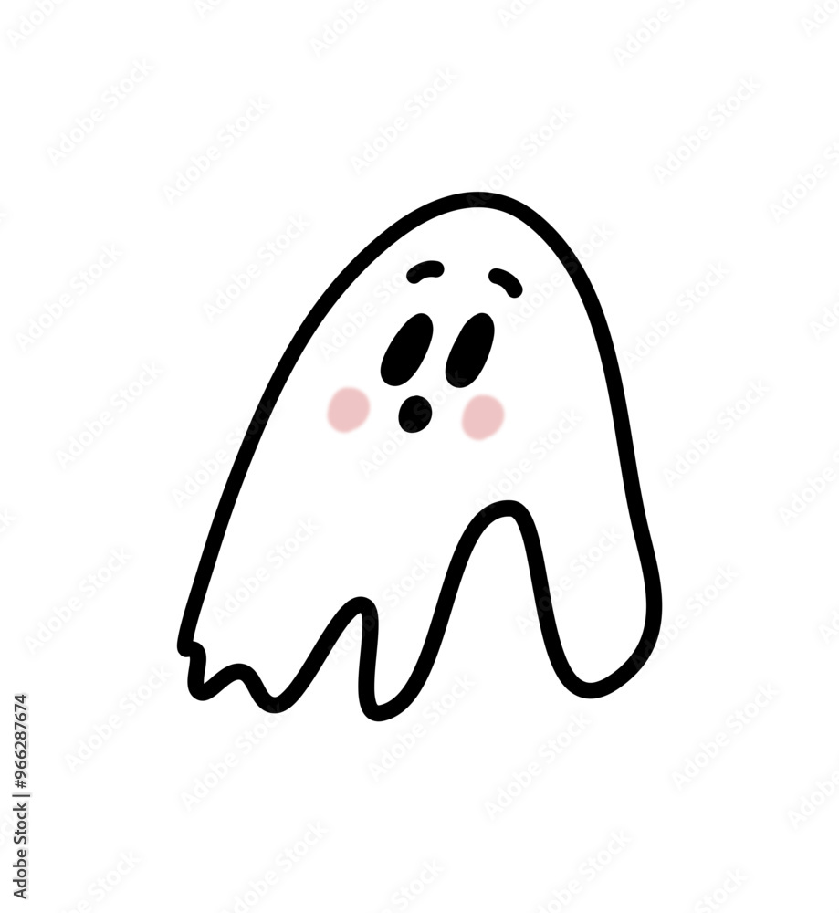Cute illustration of a surprised ghost with rosy cheeks Cute illustration of a surprised ghost with rosy cheeks