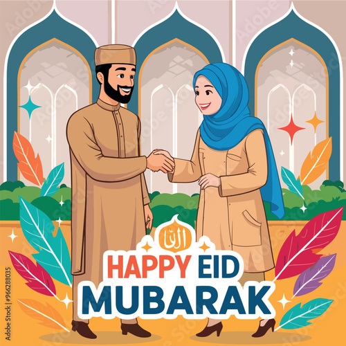 Warm Eid Mubarak Greetings Illustration








