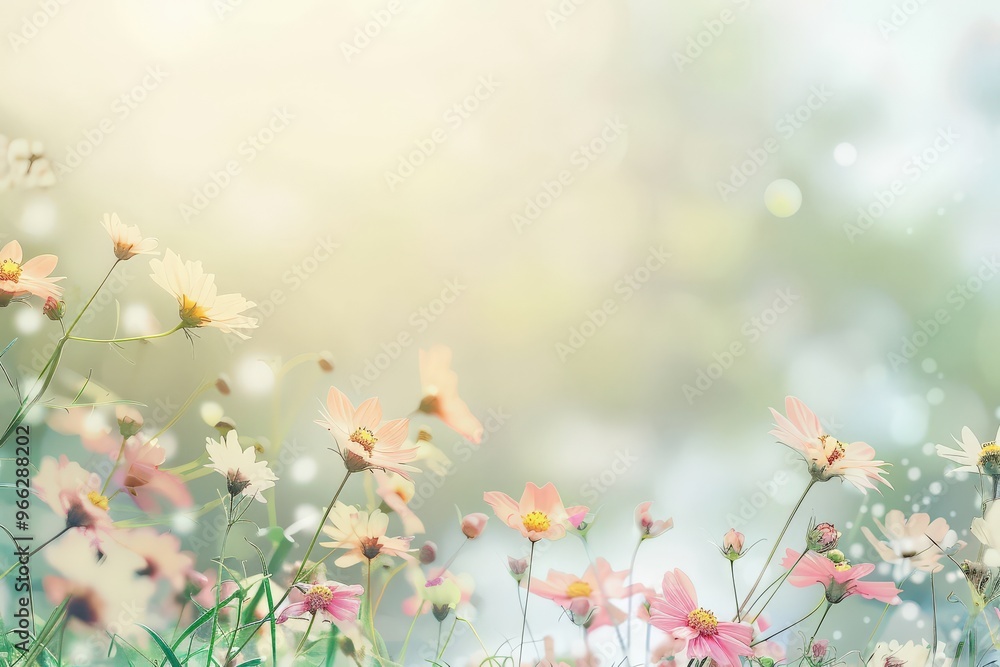 A field of flowers with a pink and white daisy in the foreground,generative ai image A field of flowers with a pink and white daisy in the foreground,generative ai image
