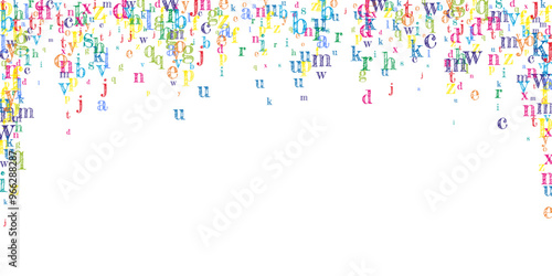 Flying latin letters. Colorful childish scattered