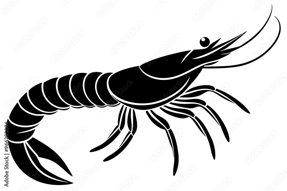 shrimp vector silhouette, shrimp icon vector, Sea lobster shrimp vector silhouette, shrimp icon vector, Sea lobster