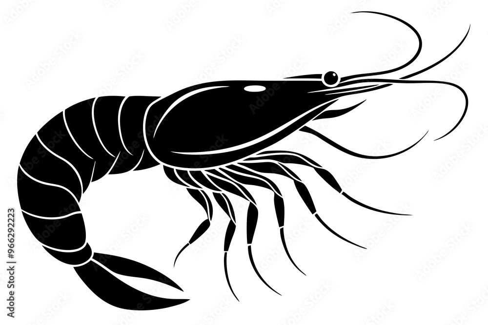 shrimp vector silhouette, shrimp icon vector, Sea lobster shrimp vector silhouette, shrimp icon vector, Sea lobster