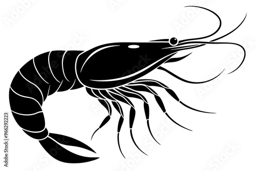 shrimp vector silhouette, shrimp icon vector, Sea lobster	