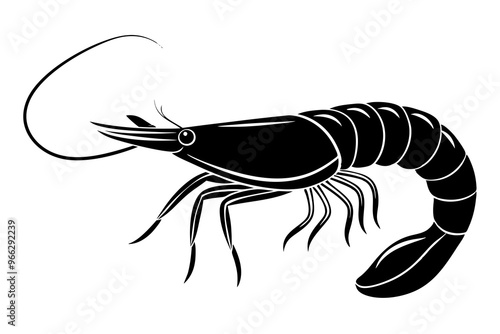 shrimp vector silhouette, shrimp icon vector, Sea lobster	