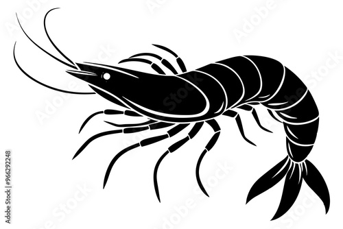 shrimp vector silhouette, shrimp icon vector, Sea lobster	