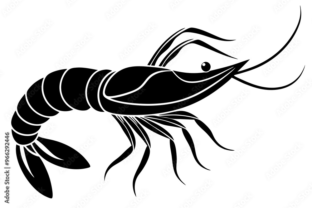 Naklejka premium shrimp vector silhouette, shrimp icon vector, Sea lobster
