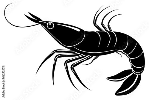 shrimp vector silhouette, shrimp icon vector, Sea lobster	