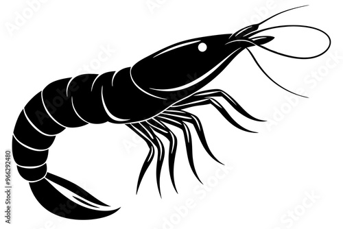 shrimp vector silhouette, shrimp icon vector, Sea lobster	