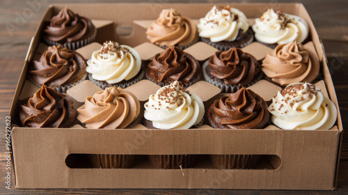 Cupcake Insert: Cardboard or foam insert used to keep cupcakes in place inside a box photo