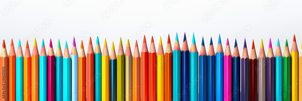 Vibrant wooden pencils isolated on white background with room for custom text or design