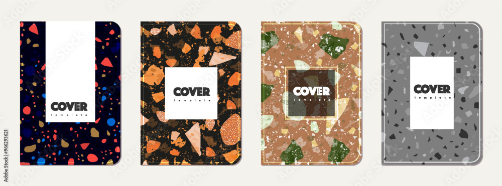 Fototapeta premium Note book cover design. Terrazzo abstract