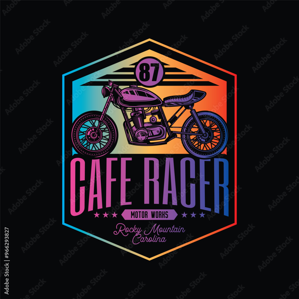 Cafe racer custom motorcycle. Original vector illustration in vintage ...