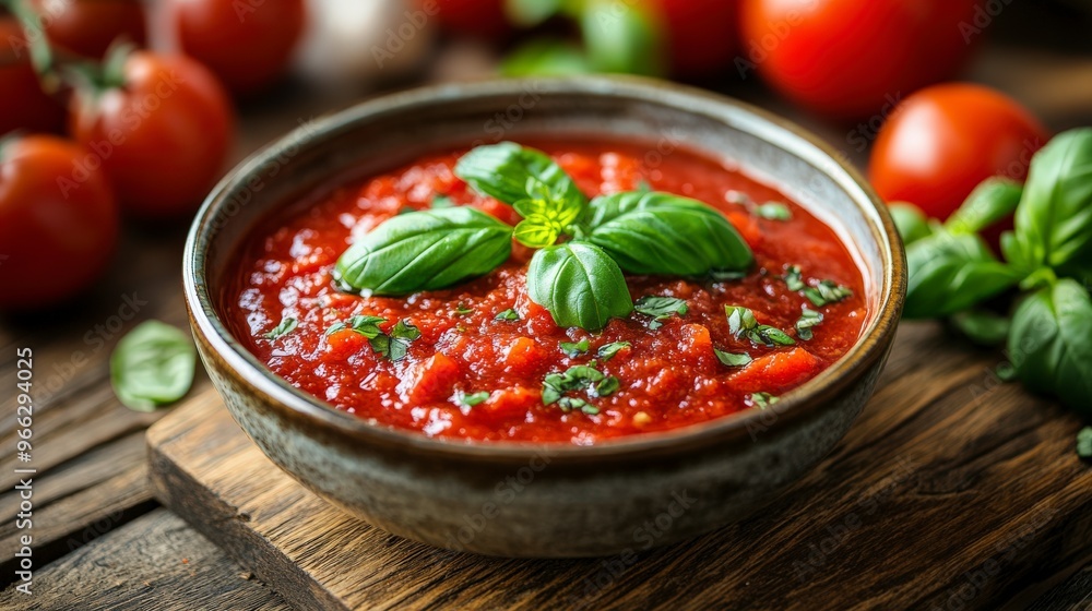 Fresh Italian Marinara Sauce with Basil and Tomatoes Fresh Italian Marinara Sauce with Basil and Tomatoes