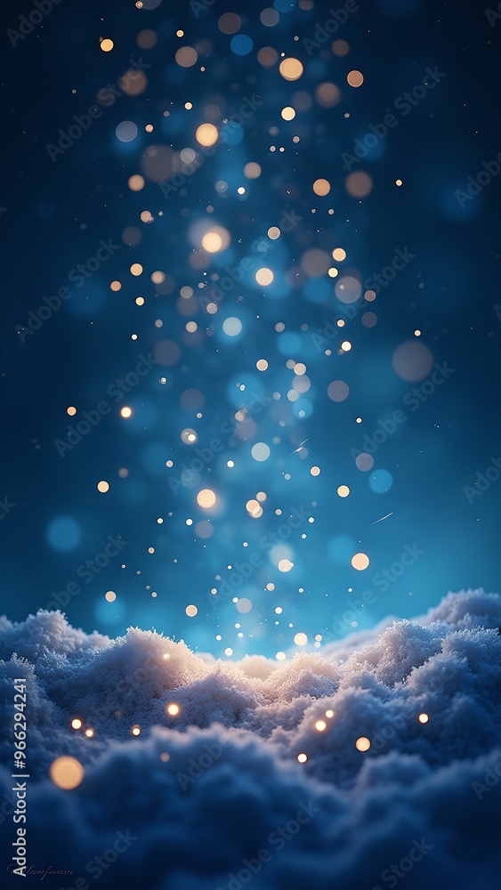 Card, Christmas Night: Sparkling gold and blue and white background with festive shimmer Card, Christmas Night: Sparkling gold and blue and white background with festive shimmer