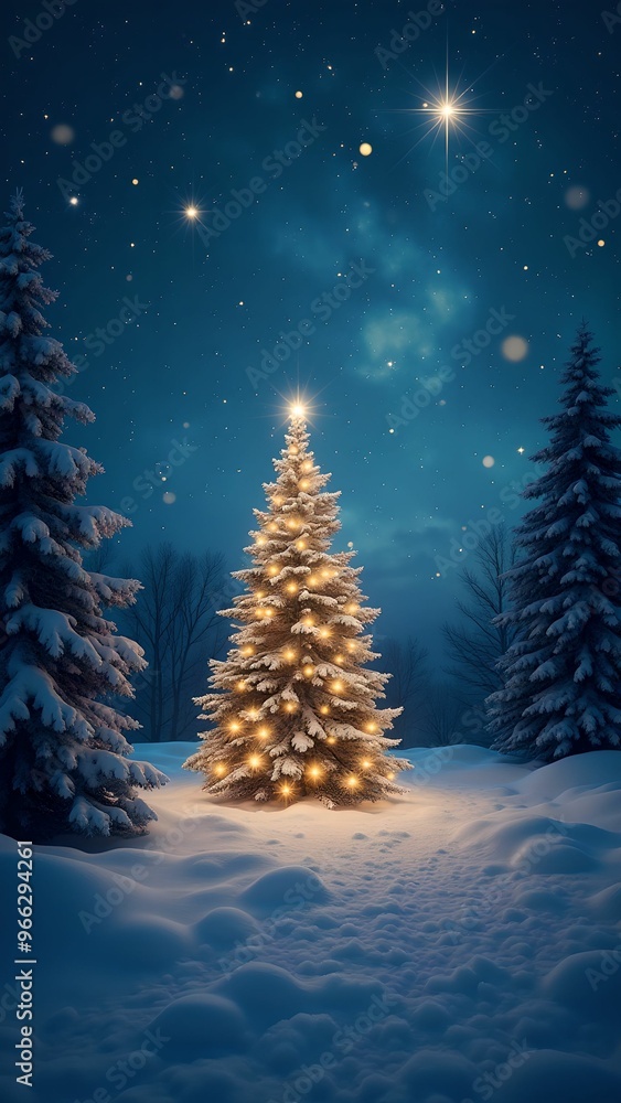 Obraz premium Card, Christmas Night: Sparkling gold and blue and white background with festive shimmer