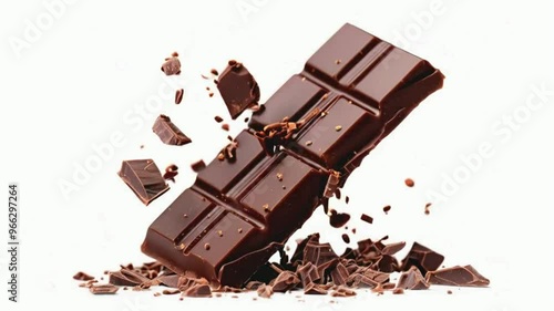 chocolate pieces bar on white background